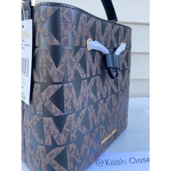 Michael Kors bucket bag suri medium messenger bag crossbody brown black - Picture 6 of 11
